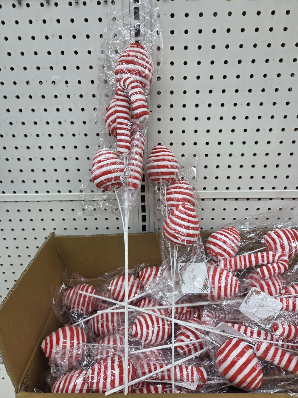 Festive Red & White Striped Holiday Picks - Seasonal Party Décor